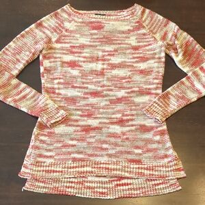 W by Worth Cranberry and Cream Knit Top